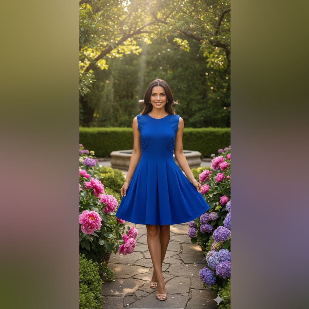 BCBG Max Azria cobalt Blue Fit & Flare Dress - Picture 10 of 10